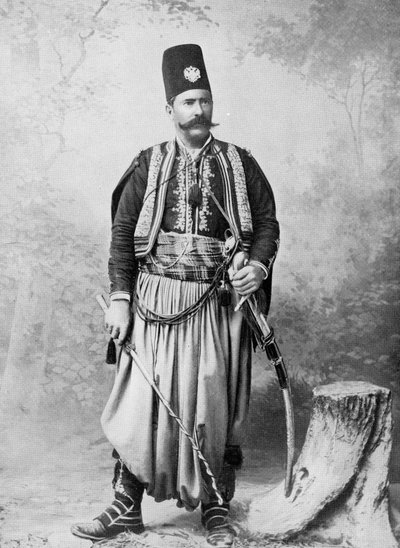 Syrian man in traditional costume and wearing a tarboosh, late 19th century by Tancrede Dumas